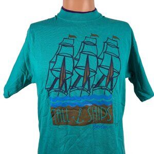 Vintage 90s Boston T Shirt Mens Size M Tall Ships Massachusetts 1992 Made In USA